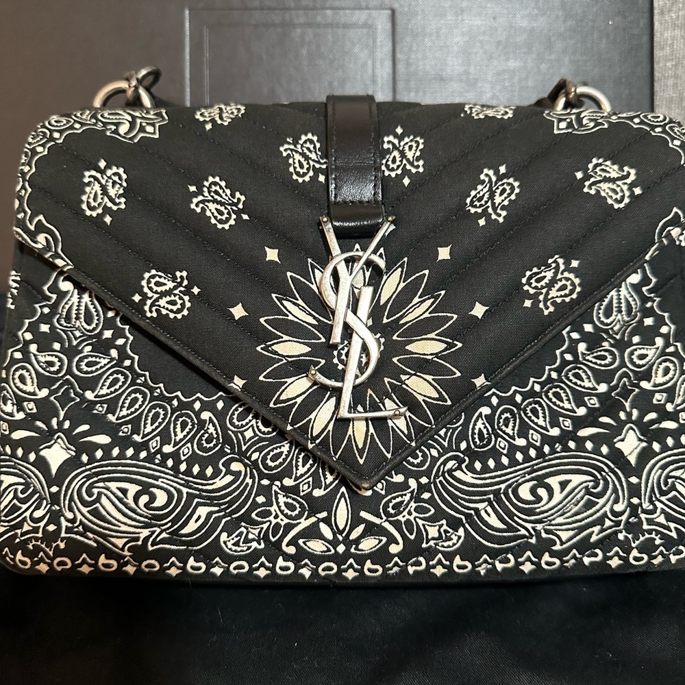 Yves Saint Laurent Paisley College Tophandle Handbag Strap Included - Picture 9 of 15